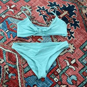Blue Tie Front Bikini (no size on tags, fits S)
